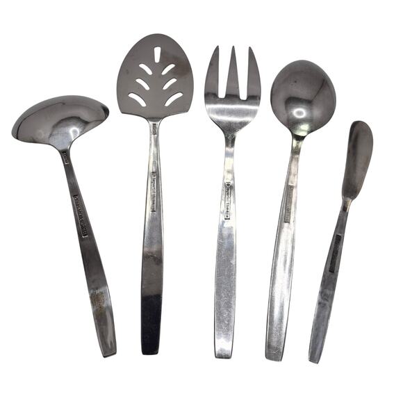 Imperial Stainless Japan 5-piece Serving Set IMI57 Vintage Floral - Picture 2 of 15